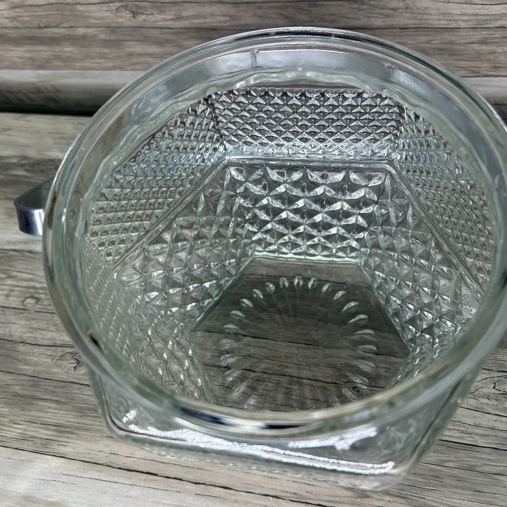 Vintage Wexford Pattern Ice Bucket Chrome Trim‎ Anchor Hocking
